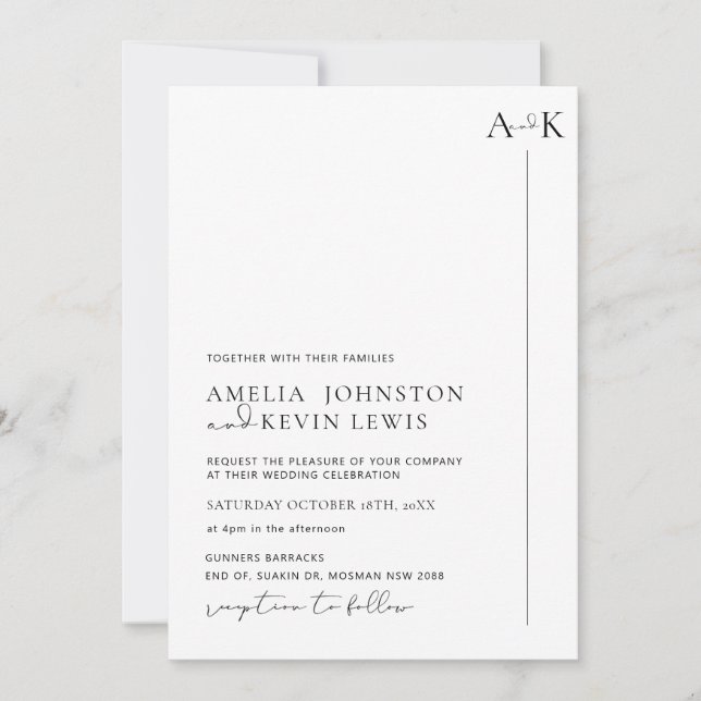 Moderne und minimalistische Typografie Hochzeitsei Einladung (Vorderseite)