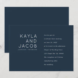 Moderne und Minimalistische Typografie Hochzeitsei Einladung