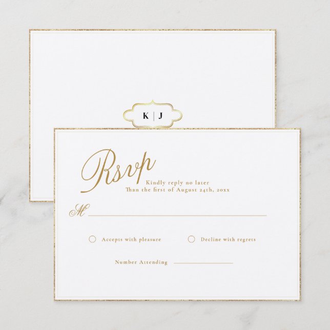 MODERNE UND ROMANTISCHE KALLIGRAFISCHE RSVP-KARTE BEGLEITKARTE (Vorne/Hinten)