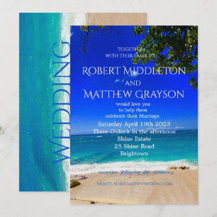 Moderne und schicke Gay Beach Hochzeit Einladung