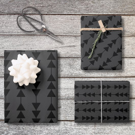 Moderne und stilvolle Black Hanging Dreiecke auf S Geschenkpapier Set