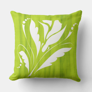 Moderne und trendige Citrus Green White Blume Kissen