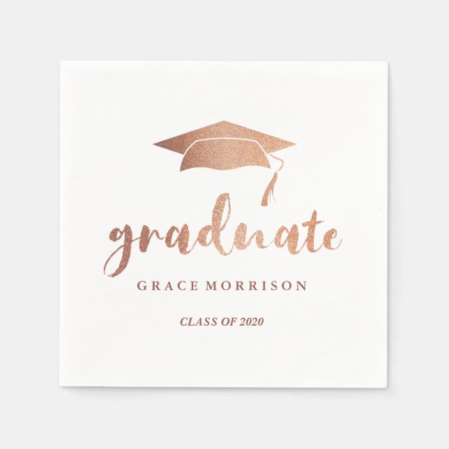 Moderne und trendige Rose Gold Personalisierter Ab Serviette (Vorderseite)