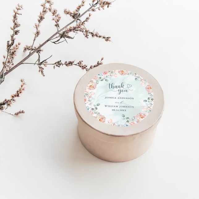 Moderne und trendy Blue Rose Wedding Runder Aufkleber (Von Creator hochgeladen)