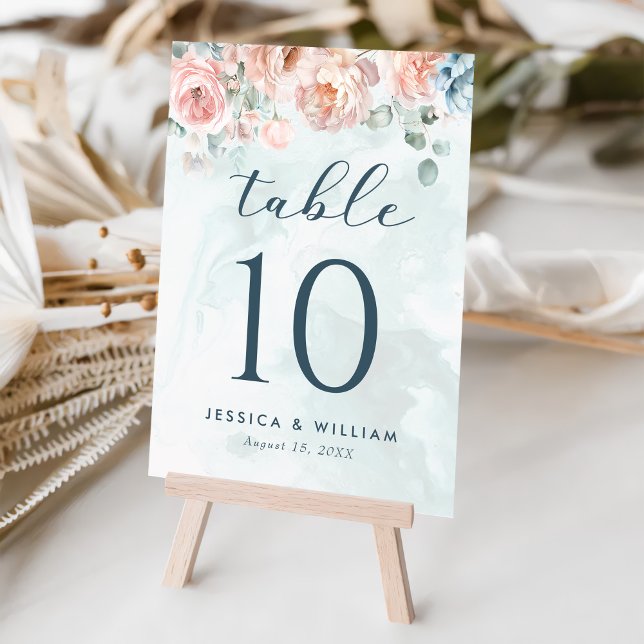 Moderne und trendy Blue Rose Wedding Tischnummer (Von Creator hochgeladen)