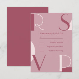 Moderne und trendy burgundische monochrome Hochzei RSVP Karte