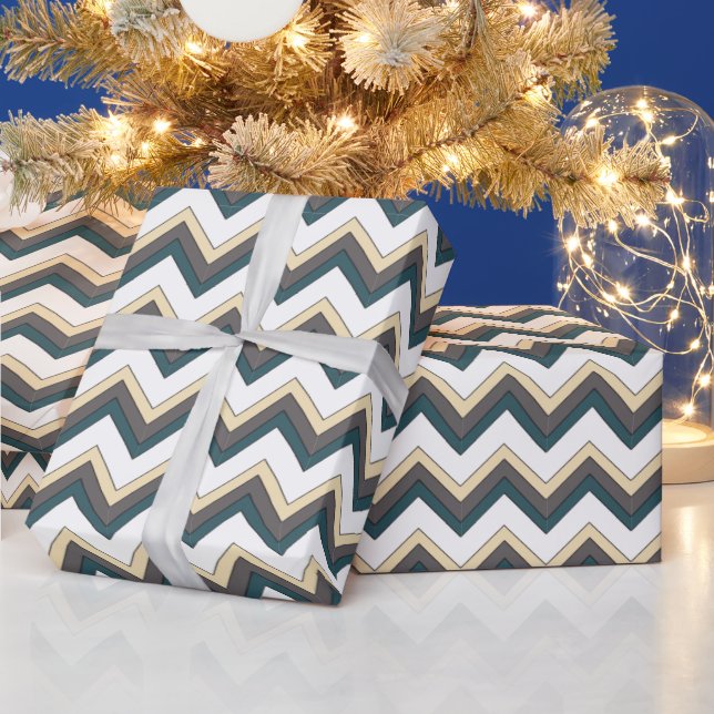 Moderne und trendy Zig Zag Fun Geometrie Linien Geschenkpapier (Feiertage)