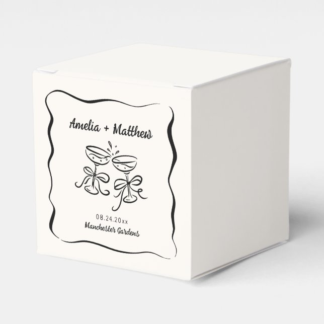 Moderne und Whimsikhandgezeichnete Hochzeit Geschenkschachtel (Vorderseite)