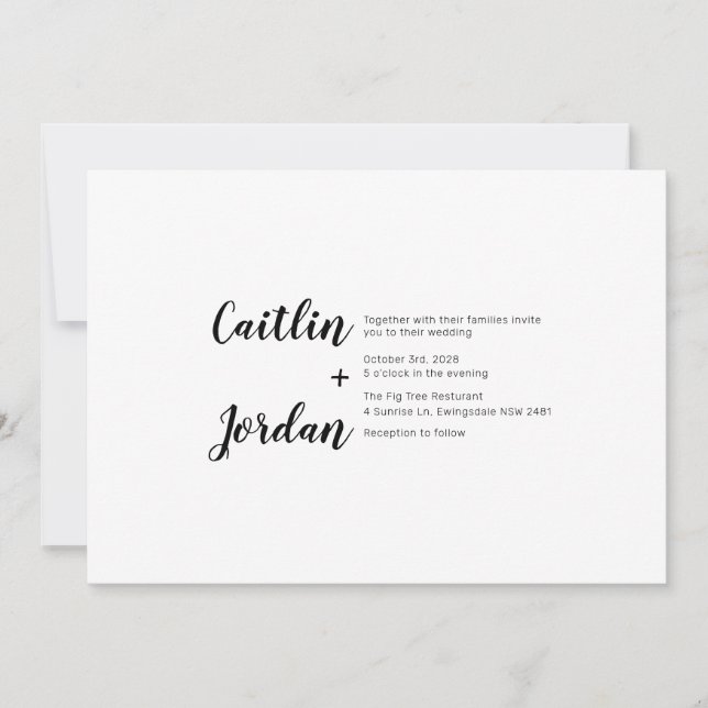 Moderne und zeitgenössische Hochzeitseinladung Einladung (Vorderseite)