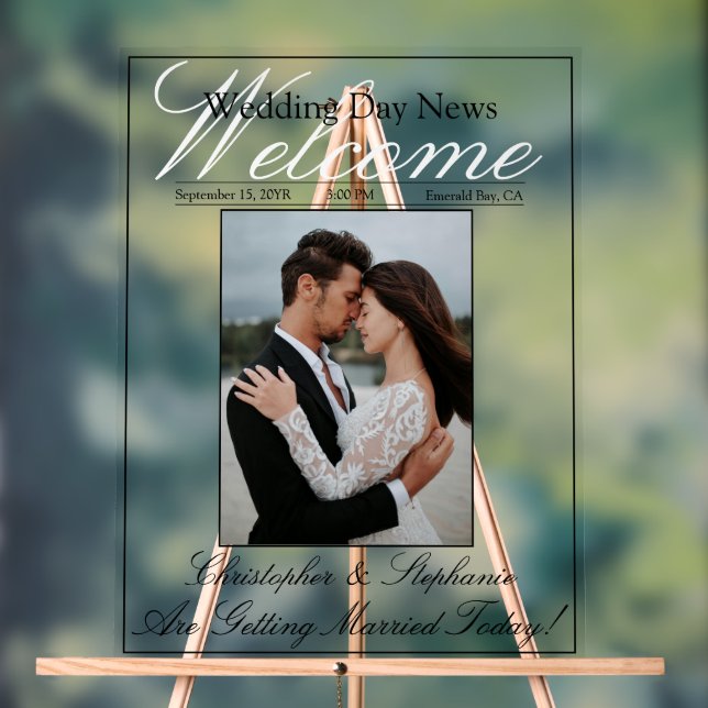 Moderne Une Photo Chic Calligraphie Mariage Bienve (Neutre)