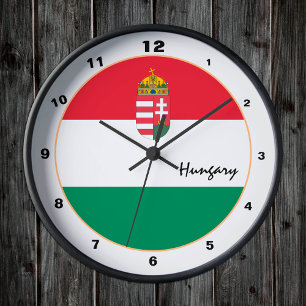 Moderne ungarische Flagge, trendige ungarische Zuh Runde Wanduhr