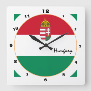 Moderne ungarische Flagge, Ungarn Zuhause /design Quadratische Wanduhr