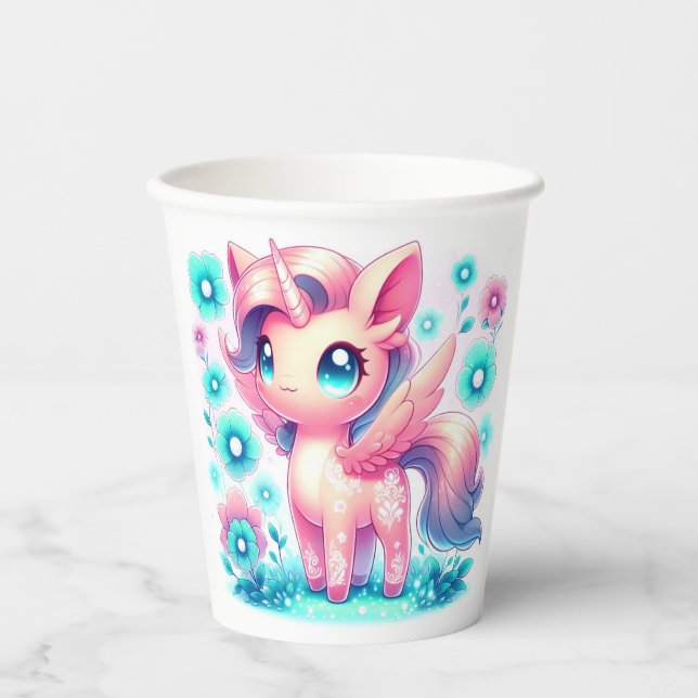 Moderne Unicorn Kinderdusche Pappbecher (Vorderseite)