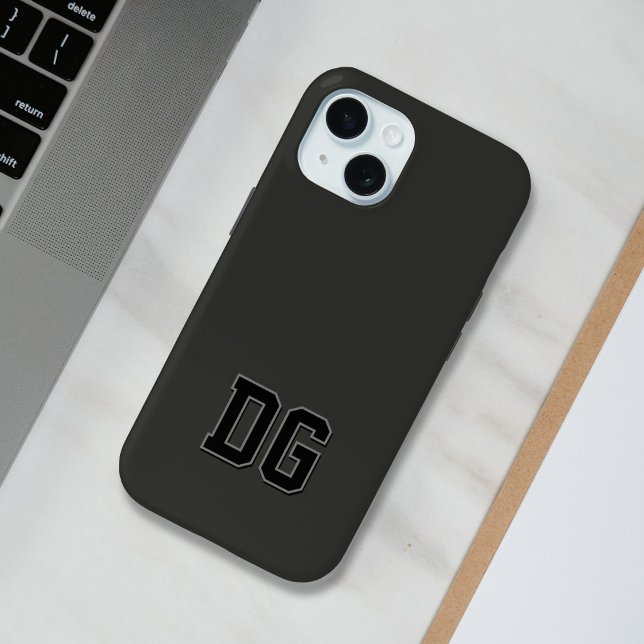 Moderne Universitäts-Schwarz-Grau-Monogramm-Initia Case-Mate iPhone Hülle (Von Creator hochgeladen)