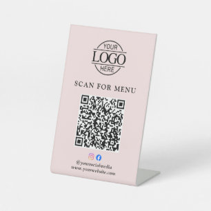 Moderne Unternehmens-Logo Kontaktloses QR-Code-Men Sockelschild