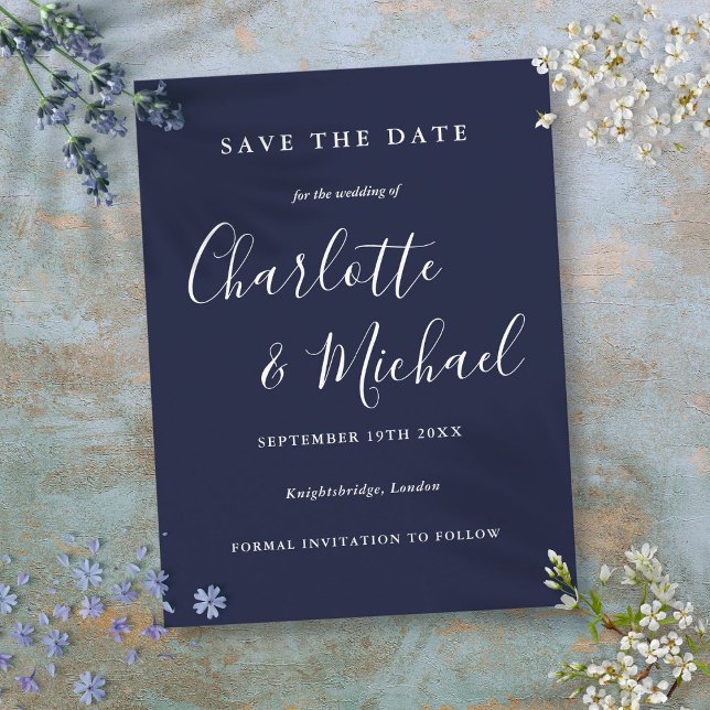 Moderne Unterschrift Hochzeit Sichern Sie die Datu Postkarte (Modern Signature Wedding Save the Date Card)