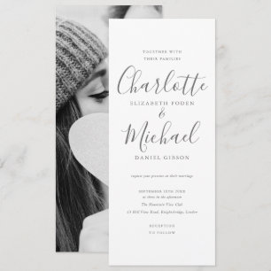 Moderne Unterschriften-Schriftfoto-Hochzeit Einladung