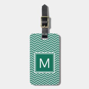 Moderne üppige grüne Sparren mit Monogramm Gepäckanhänger