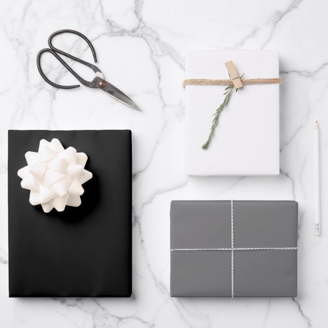Moderne urbane Schwarz-weiß-graue Farbe Geschenkpapier Set (Vorderseite)