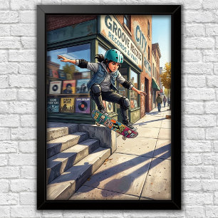 Moderne urbane Skateboard-Schlafzimmer-Wandposter Poster