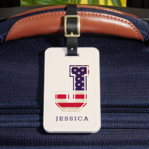 Moderne USA-Flagge Monogramm J Gepäckanhänger