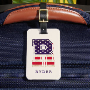 Moderne USA-Flagge Monogramm R Gepäckanhänger