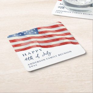 Moderne USA-Wasserfarbenflagge 4. Juli-Party Rechteckiger Pappuntersetzer