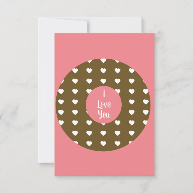 Moderne Valentines Hearts Donut Chocolate Brown Karte (Vorderseite)