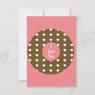 Moderne Valentines Hearts Donut Chocolate Brown Karte