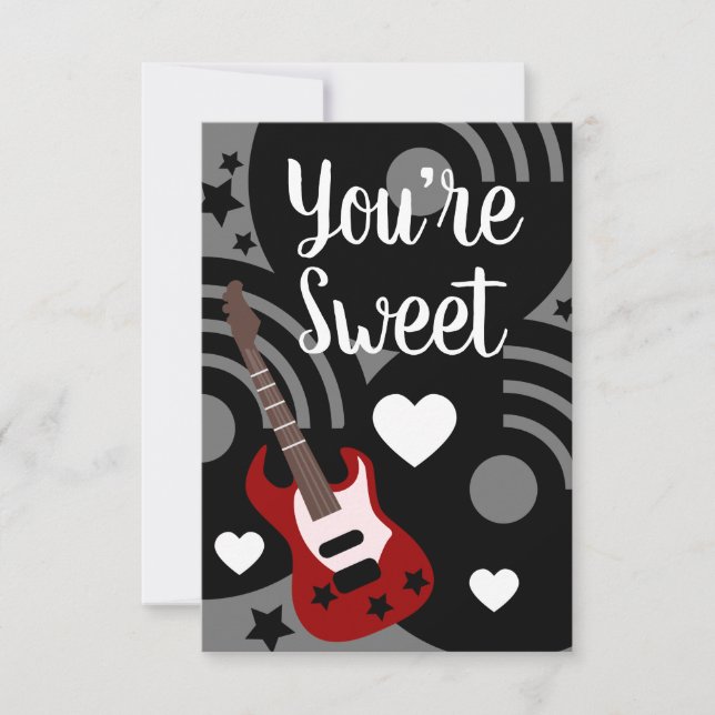 Moderne Valentines Rock Guitar Musical Hearts Karte (Vorderseite)