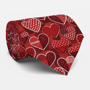 Moderne Valentinsherz Rot Schwarz Weiß Krawatte