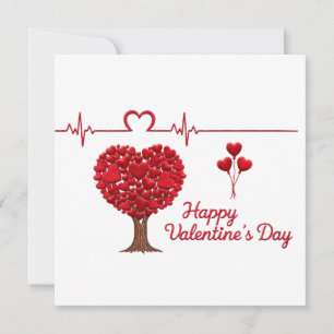 Moderne Valentinstag-Grußkarte mit Herzbaum Feiertagskarte