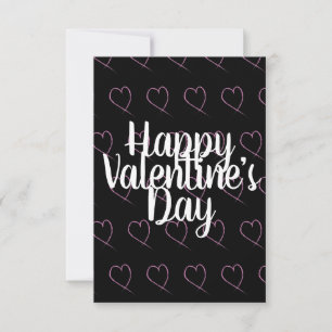 Moderne Valentinstag Herz Kritzeleien Pink Schwarz Karte