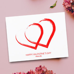 Moderne Valentinstag-Rote-Herzen Elegant Feiertagspostkarte