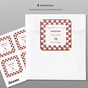 Moderne Valentinstag Special Burgund Weiß Quadratischer Aufkleber