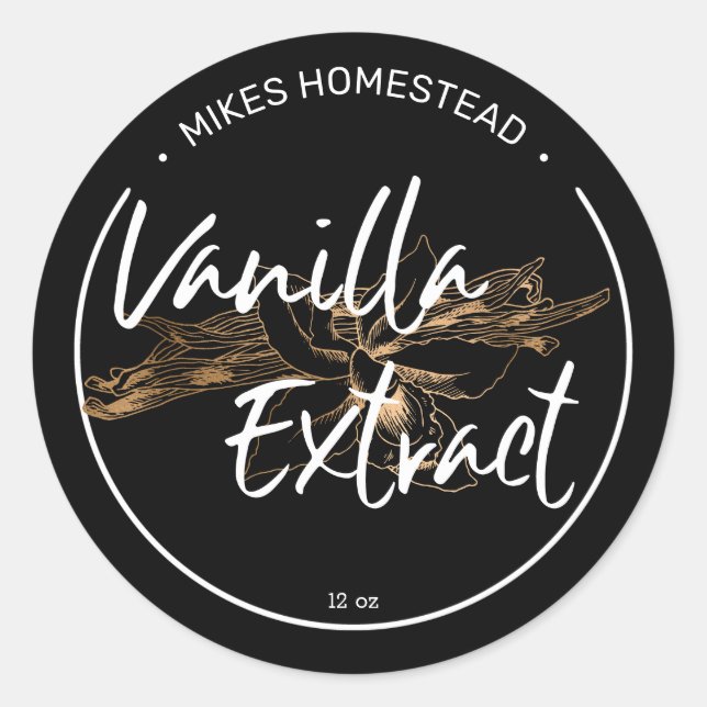 Moderne Vanilla extrahieren Labelkupfer Vanilla Bo Runder Aufkleber (Vorderseite)