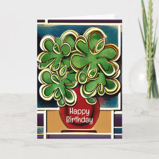 Moderne Vase der Kleeblätter|Clovers Happy Birthda Karte
