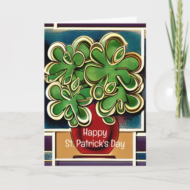 Moderne Vase der Kleeblätter|Clovers St Patrick's  Karte (Vorderseite)
