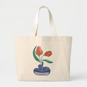 Moderne Vase mit Tulips Floral Still Life Art Jumbo Stoffbeutel