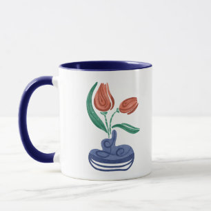 Moderne Vase mit Tulips   Floral Still Life Art Tasse