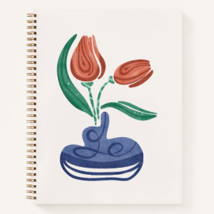 Moderne Vase mit Tulpen Florale Stillleben-Kuns Notizbuch