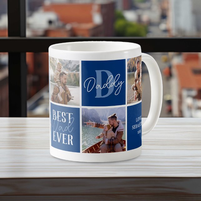 Moderne Vater Blue Foto Collage Kaffeetasse (Von Creator hochgeladen)