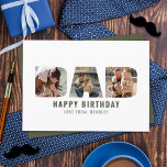 Moderne "VATER" Cutout 3 Foto Geburtstagskarte<br><div class="desc">Zeigen Sie Ihrem Vater,  wie sehr Sie ihn an seinem Geburtstag mit dieser trendigen Grußkarte für das Foto Liebe haben. Fügen Sie einfach Ihre persönliche Nachricht und Ihre Fotos mit dem Feld "Personalisieren Sie diese Vorlage" hinzu.</div>