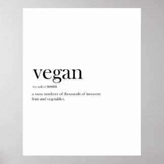 Moderne Vegane, lustige Definitionstypografie Poster