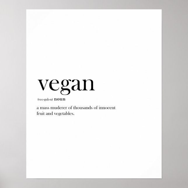 Moderne Vegane, lustige Definitionstypografie Poster (Vorne)