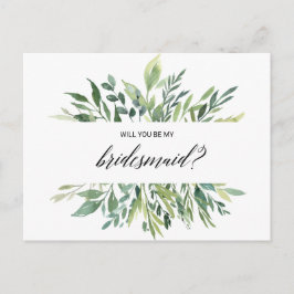Moderne Vegetation Botanisches Foliage Bridesmaid Einladungspostkarte