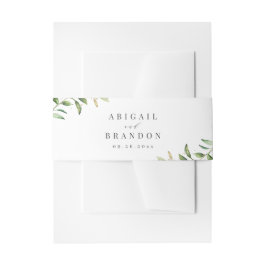 Moderne Vegetation und Gold Rustikale Hochzeit Einladungsbanderole
