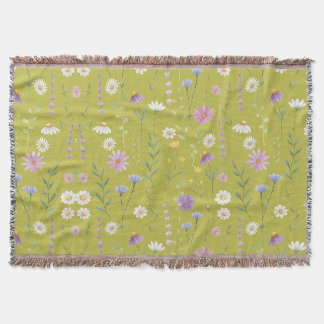 Moderne Vegetation Wasserfarben Rustikale Botanisc Decke (Vorderseite)