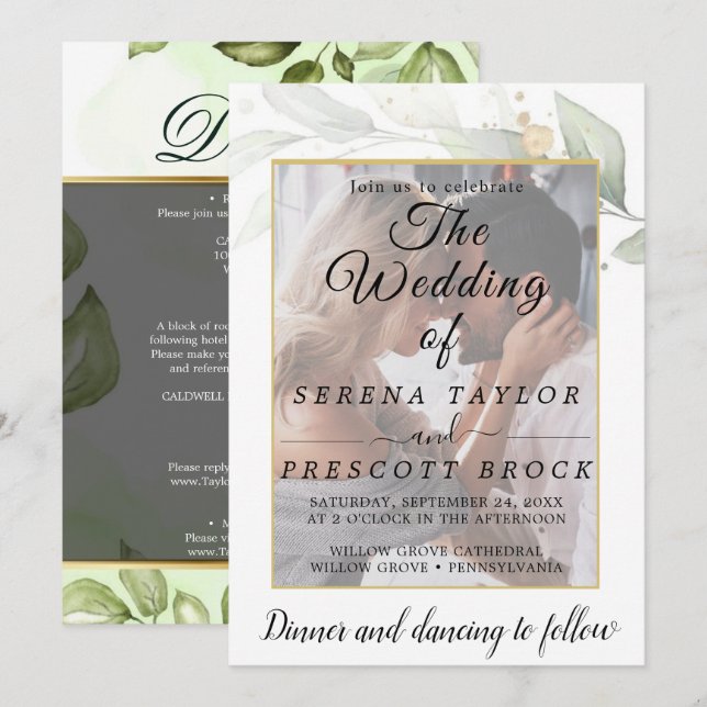 Moderne Vellum Overlay-Einladung zur Hochzeit Einladung (Vorne/Hinten)