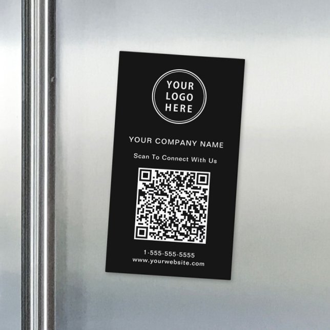 Moderne Verbindung mit unserem Logo QR Code Schwar Magnetische Visitenkarte (Capture attention, make connections, and leave a lasting impression with our QR business magnet card)